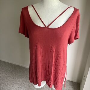 (M) Mossimo Supply Co. Coral Asymmetrical Cut Out T-Shirt